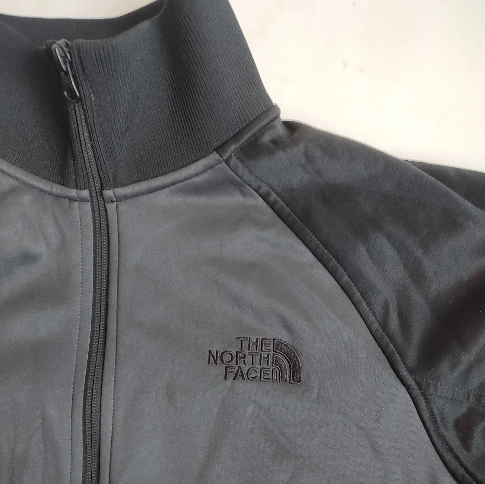 The North Face Takeback Track Full Zip Jacket Grey Black Pockets Colorblock S